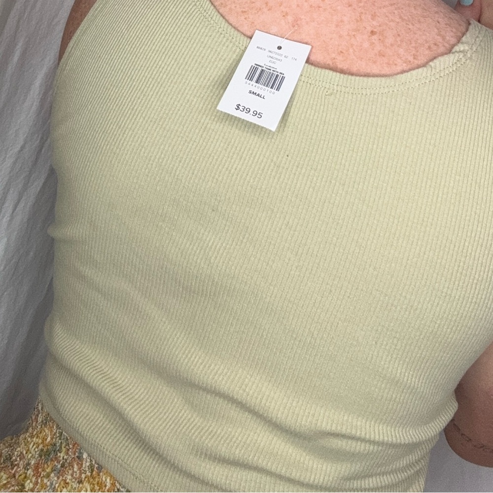 BKE Gilded Intent Ribbed Lace-up Tan Cotton Tank Size Small NWT - Picture 4 of 6